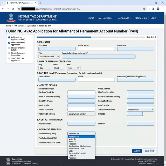 PAN Registration Form